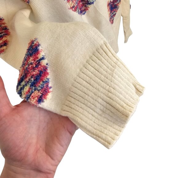 Grace & Lace Colorful Heart Patch Knit Sweater Sz M - Picture 3 of 9